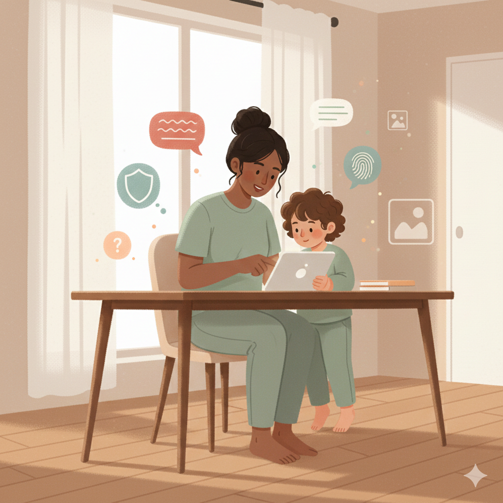 Teaching children to protect their digital identity begins with calm, clear boundaries — not fear.